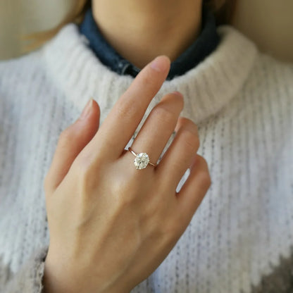 Classic Six Claw Oval Moissanite Ring