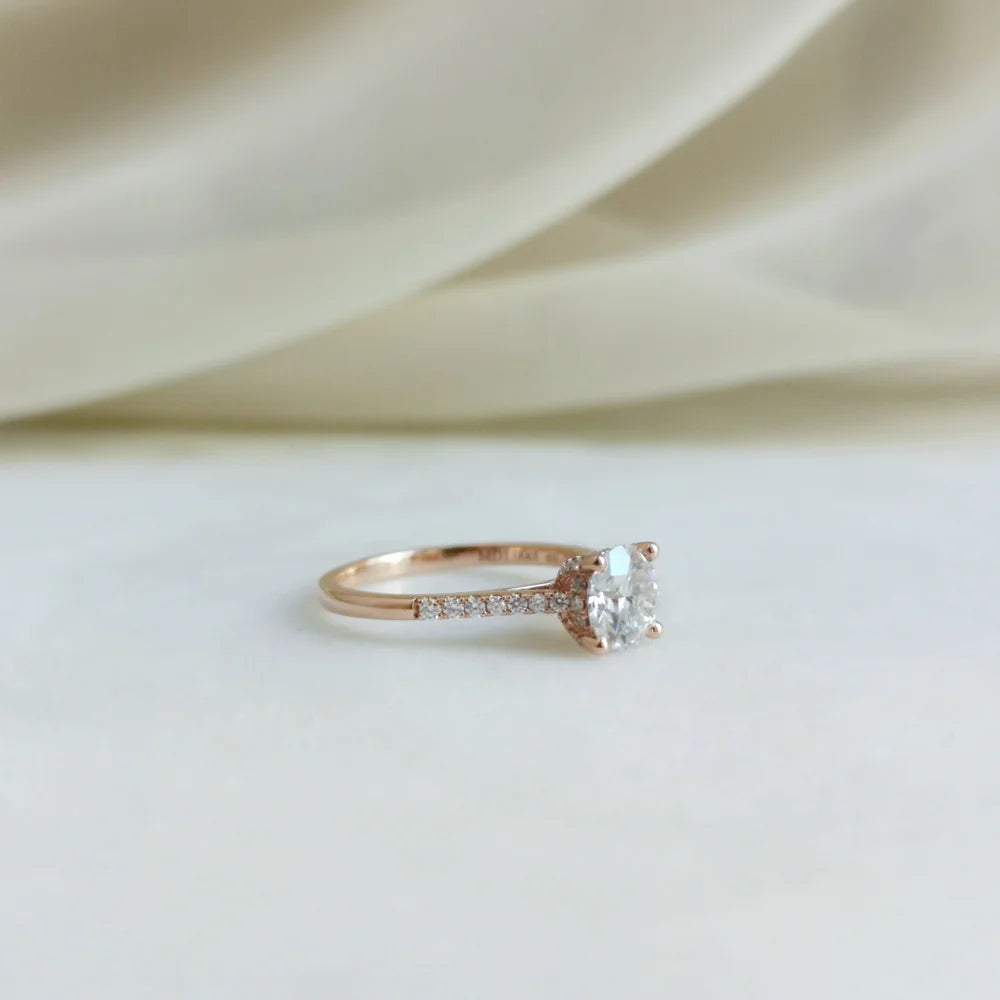 18K Hidden Diamond High Basket Moissanite Ring