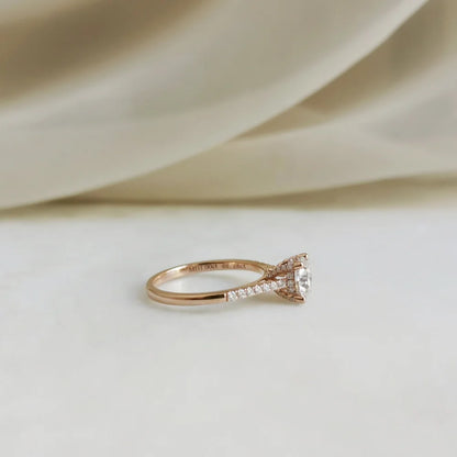18K Hidden Diamond High Basket Moissanite Ring