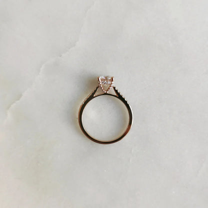 18K Hidden Diamond High Basket Moissanite Ring