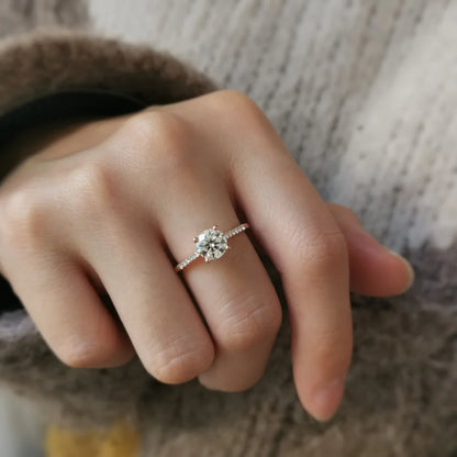 18K Hidden Diamond High Basket Moissanite Ring