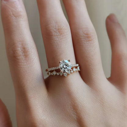 18K Hidden Diamond High Basket Moissanite Ring