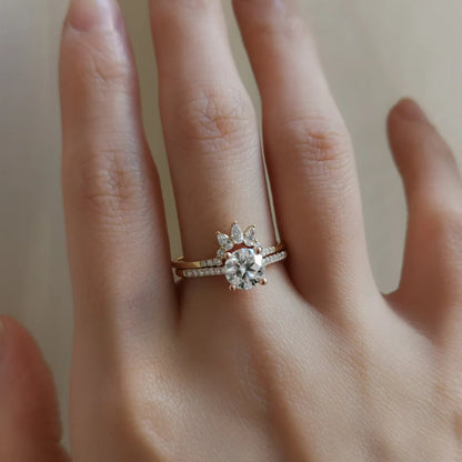 18K Hidden Diamond High Basket Moissanite Ring