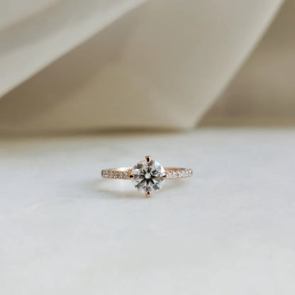 18K Four Claw High Basket Ring