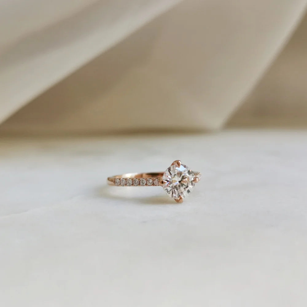 18K Four Claw High Basket Ring