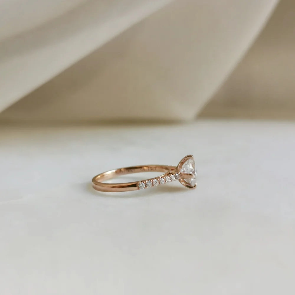18K Four Claw High Basket Ring