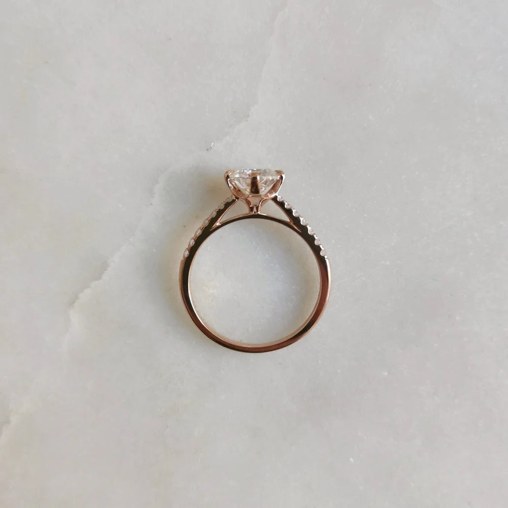 18K Four Claw High Basket Ring