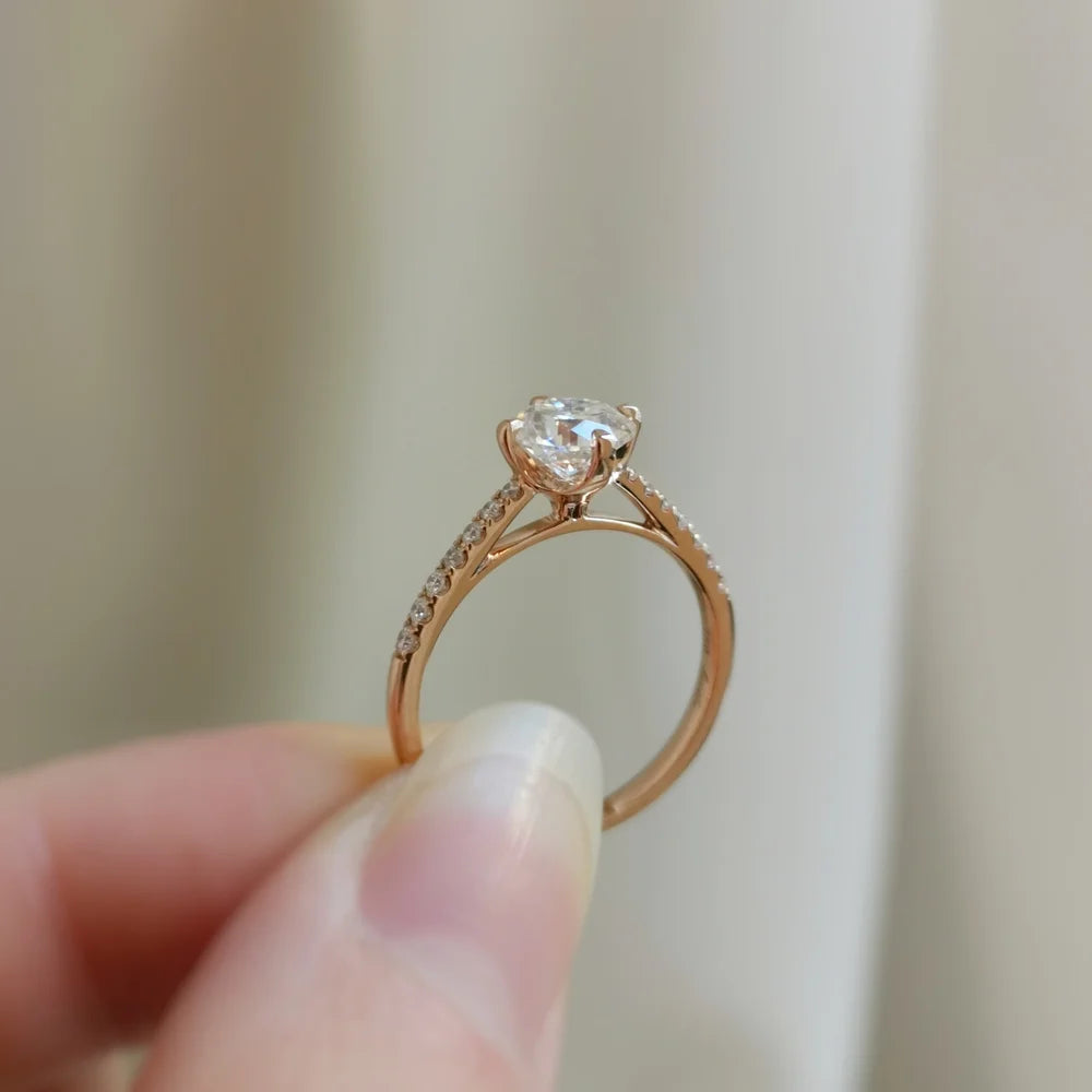 18K Four Claw High Basket Ring