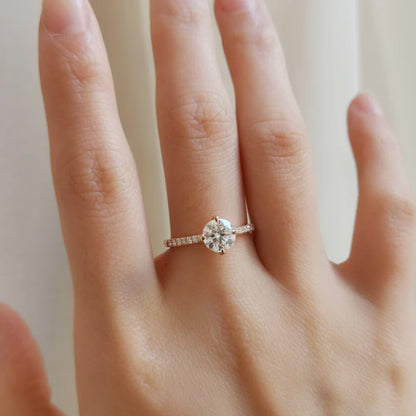 18K Four Claw High Basket Ring