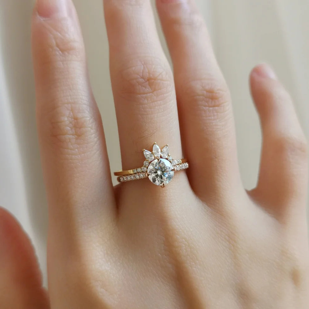 18K Four Claw High Basket Ring