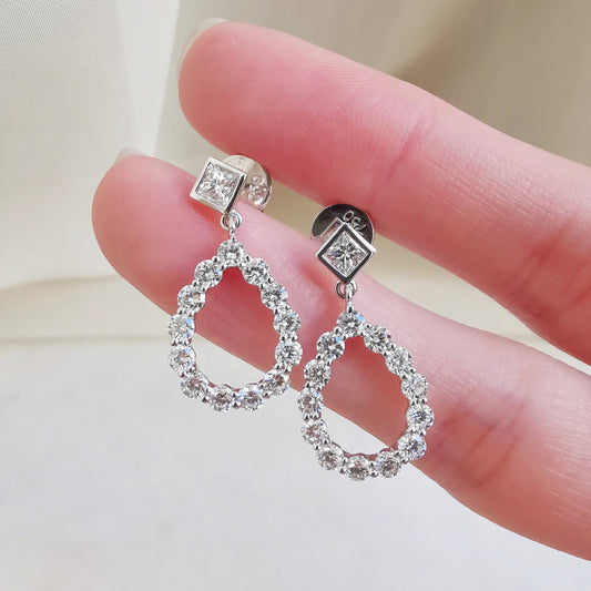 Princess Diamond Dangling Earring - (Custom Made ONLY - 4 to 6 Weeks)