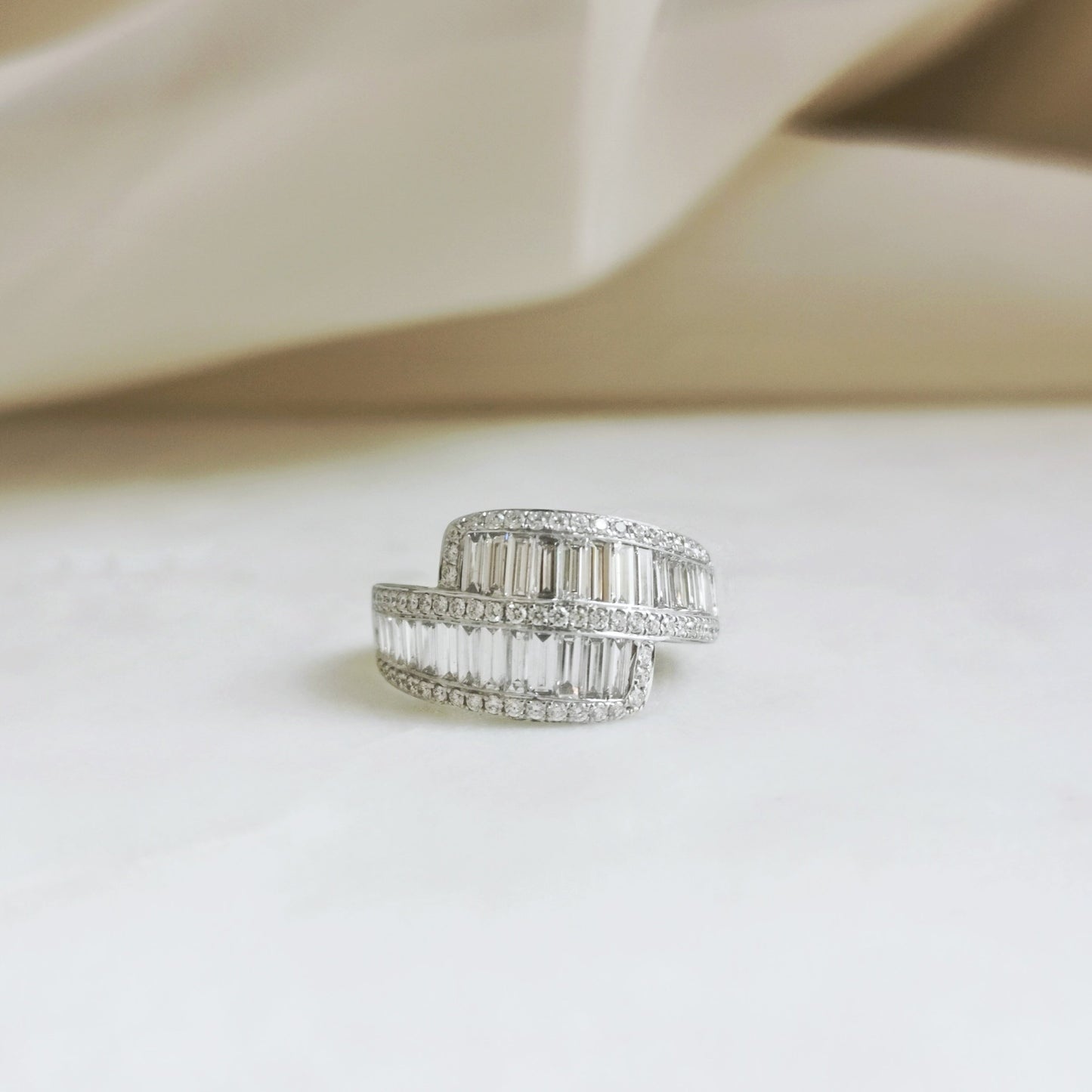 18K Baguette Diamond Dressing Ring - (Custom Made ONLY - 4 to 6 Weeks)