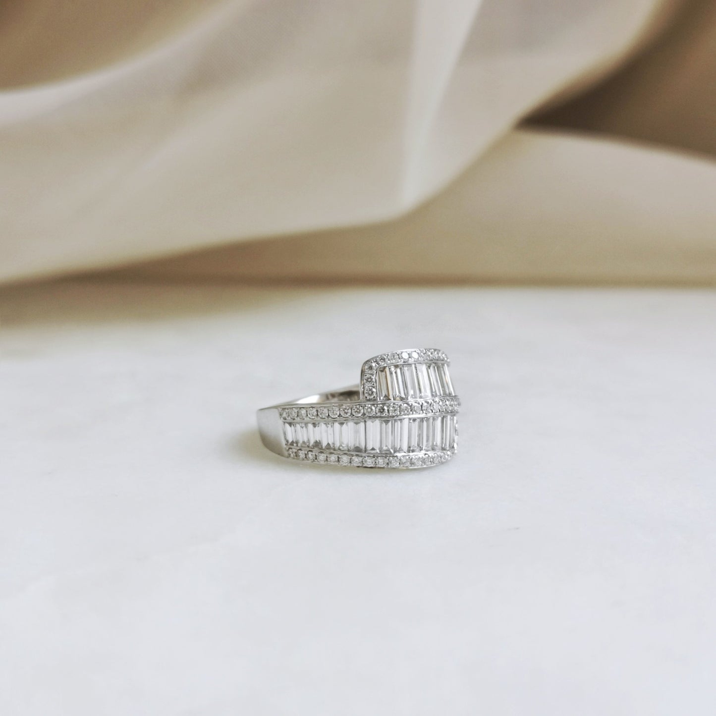 18K Baguette Diamond Dressing Ring - (Custom Made ONLY - 4 to 6 Weeks)