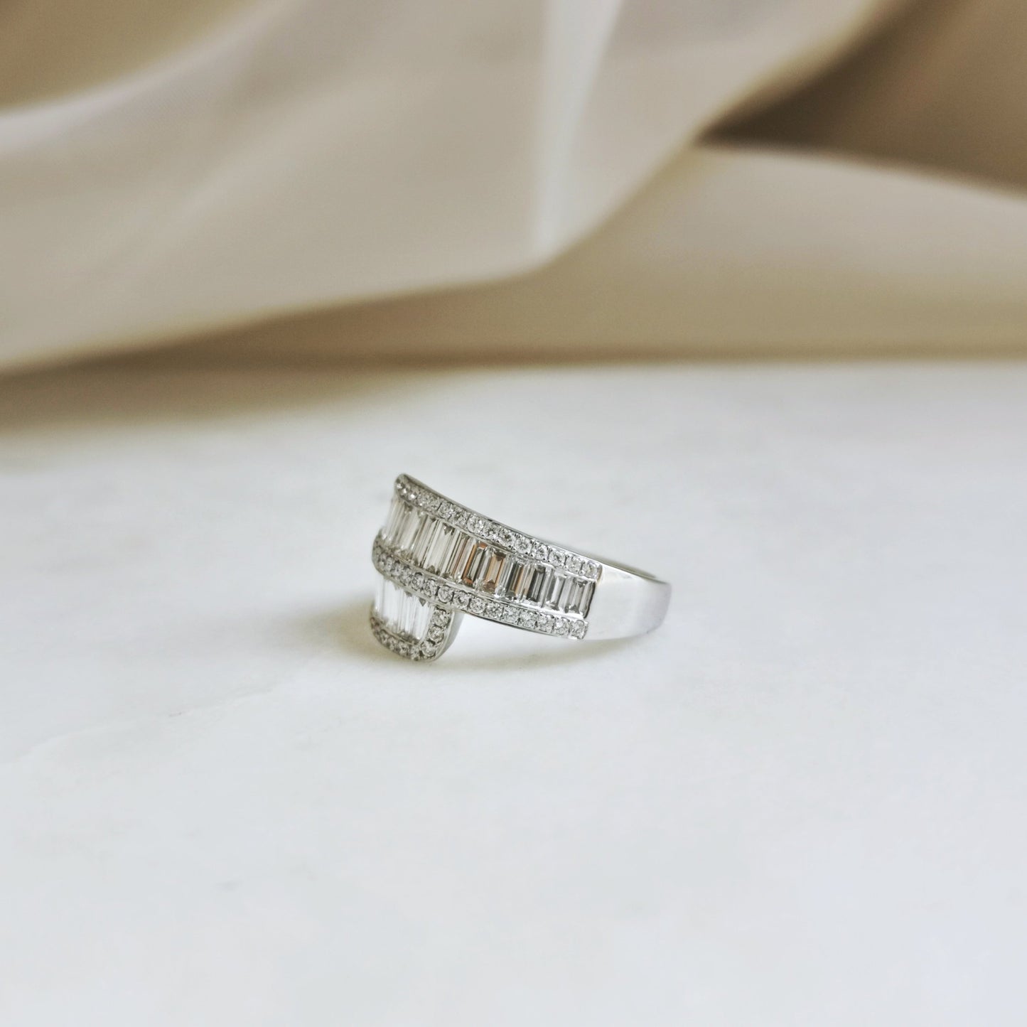 18K Baguette Diamond Dressing Ring - (Custom Made ONLY - 4 to 6 Weeks)