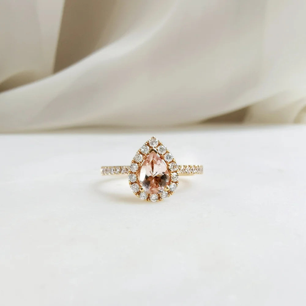 Dewy Pear Morganite Ring