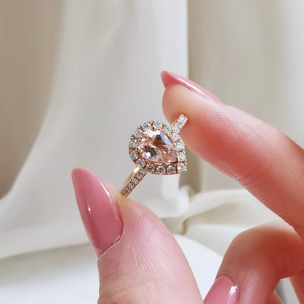 Dewy Pear Morganite Ring