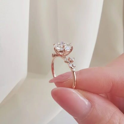 14K "The Gardenia" Moissanite Ring (Round Brilliant & Oval Cut Available)