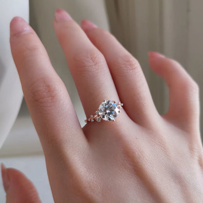 14K "The Gardenia" Moissanite Ring (Round Brilliant & Oval Cut Available)