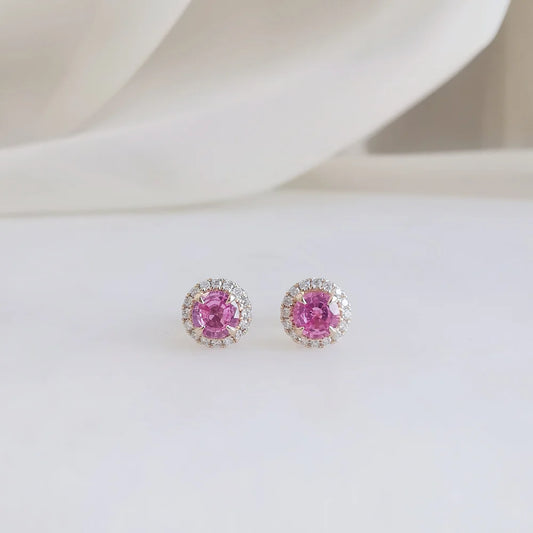 Small Round Pink Sapphire Earring