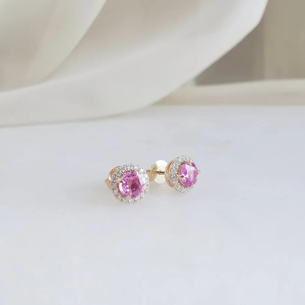 Small Round Pink Sapphire Earring