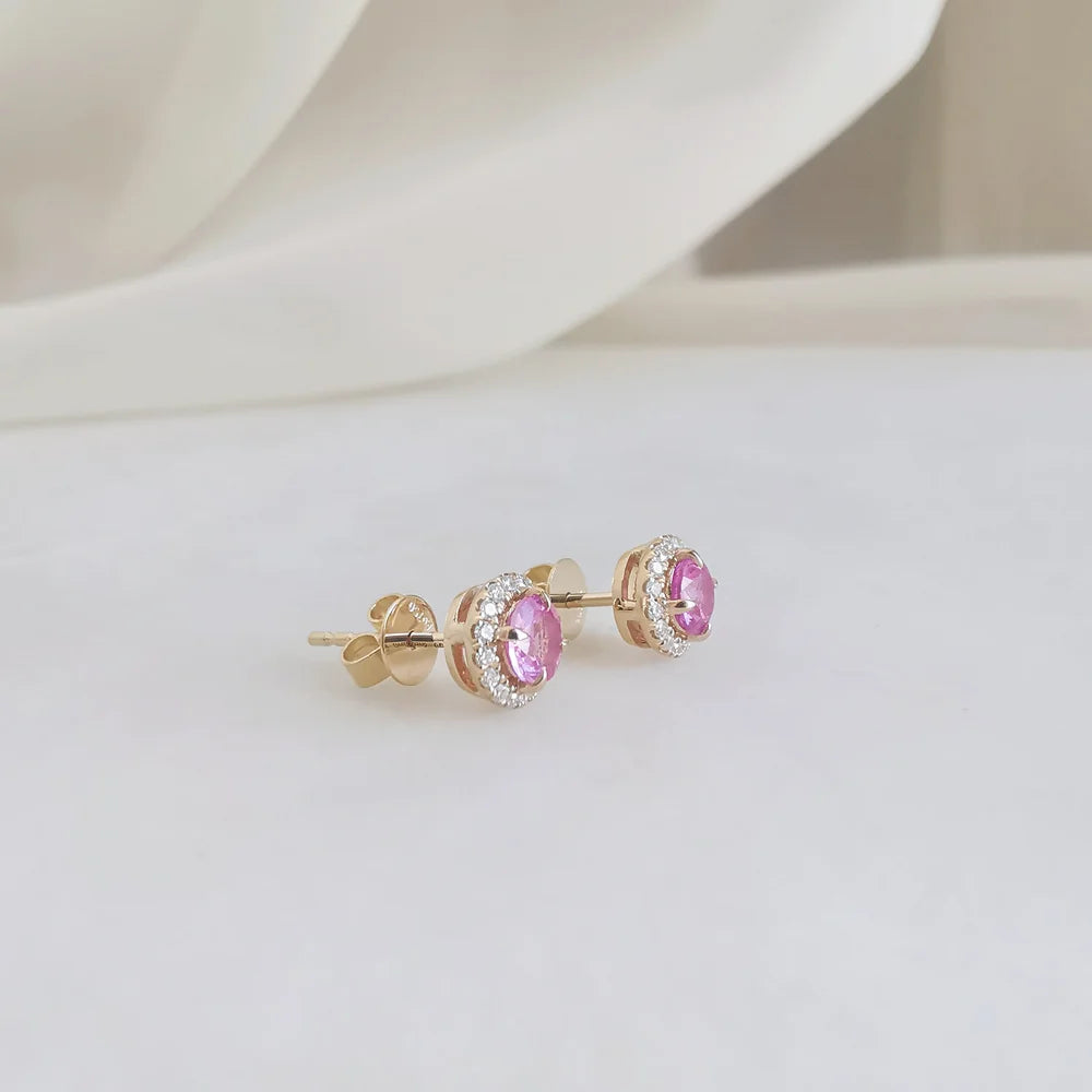 Small Round Pink Sapphire Earring