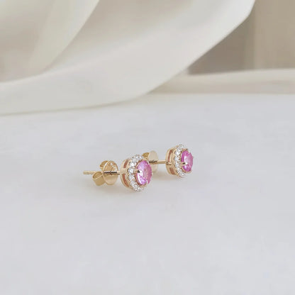 Small Round Pink Sapphire Earring