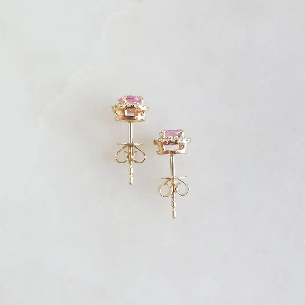 Small Round Pink Sapphire Earring