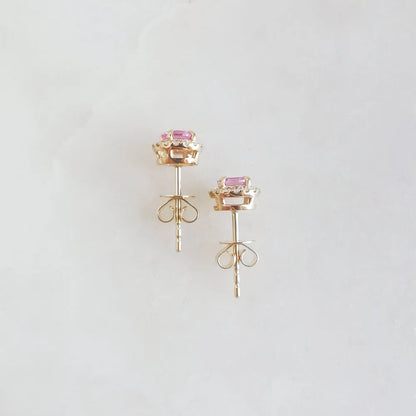 Small Round Pink Sapphire Earring