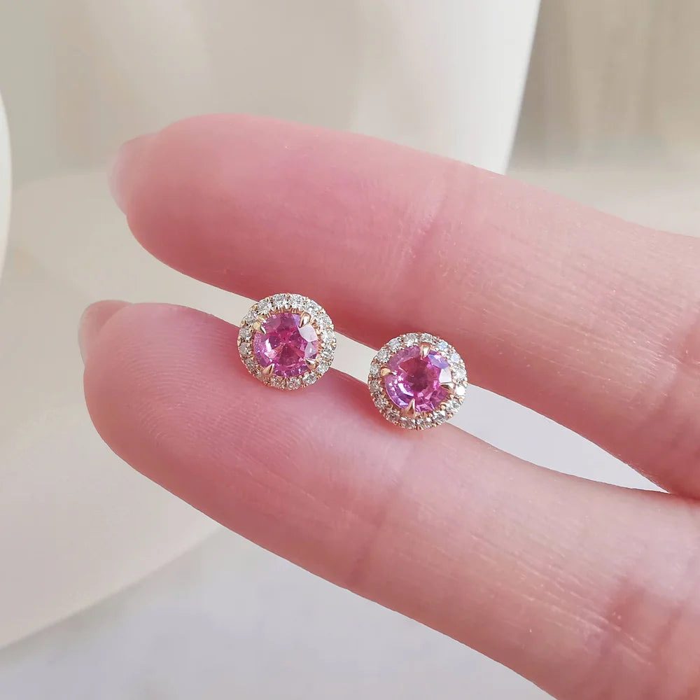 Small Round Pink Sapphire Earring