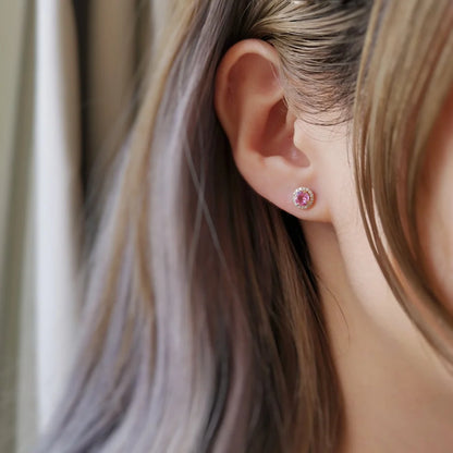 Small Round Pink Sapphire Earring