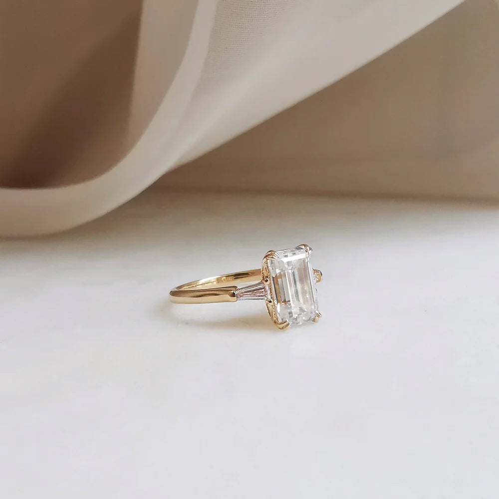 Charlotte Emerald Cut Moissanite Ring