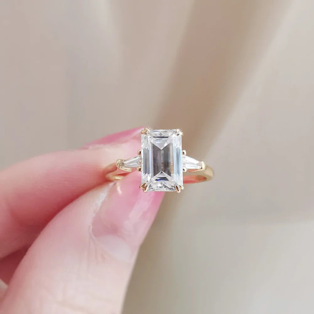 Charlotte Emerald Cut Moissanite Ring