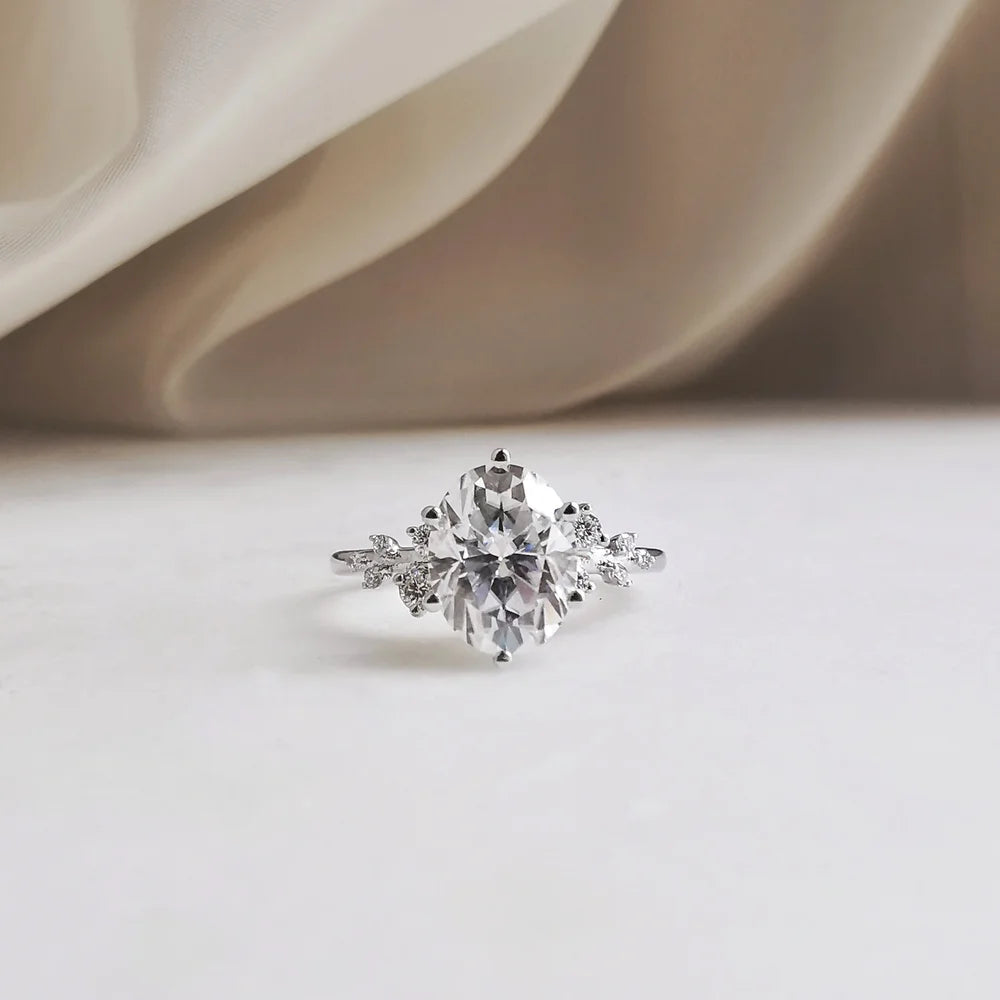 14K "The Gardenia" Moissanite Ring (Round Brilliant & Oval Cut Available)