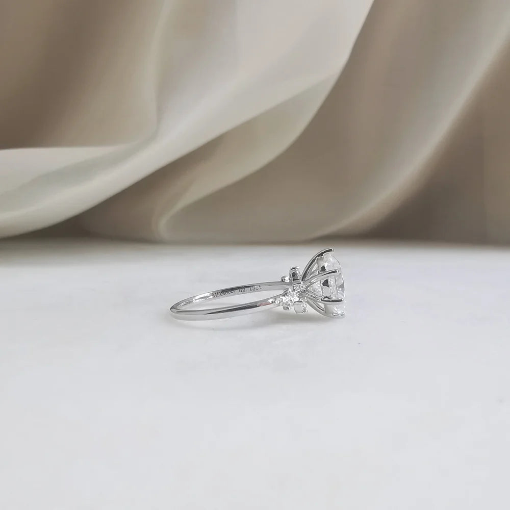 14K "The Gardenia" Moissanite Ring (Round Brilliant & Oval Cut Available)