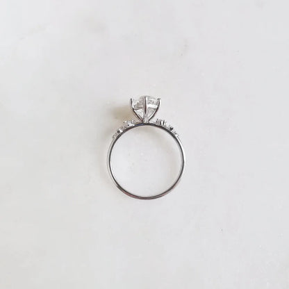 14K "The Gardenia" Moissanite Ring (Round Brilliant & Oval Cut Available)