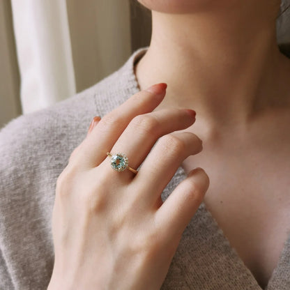 Aquamarine Orb Ring