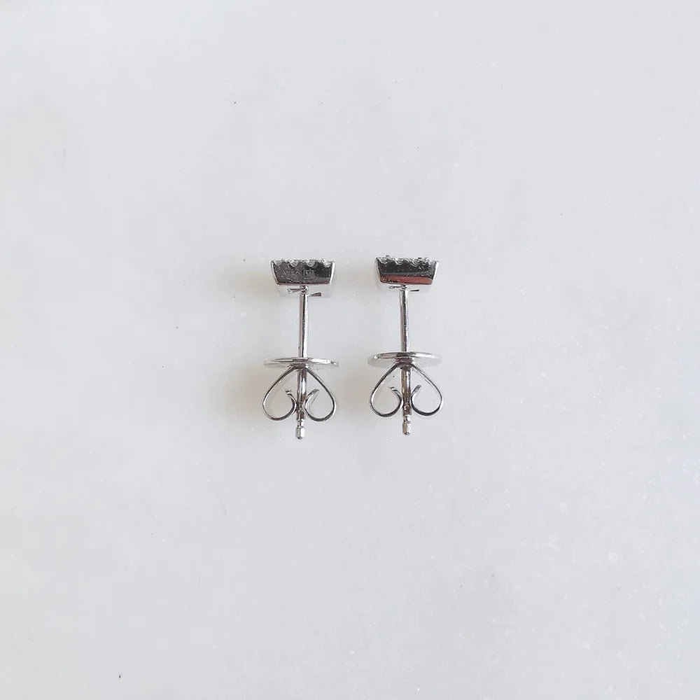 18K Princess Cut Pink Sapphire Earring