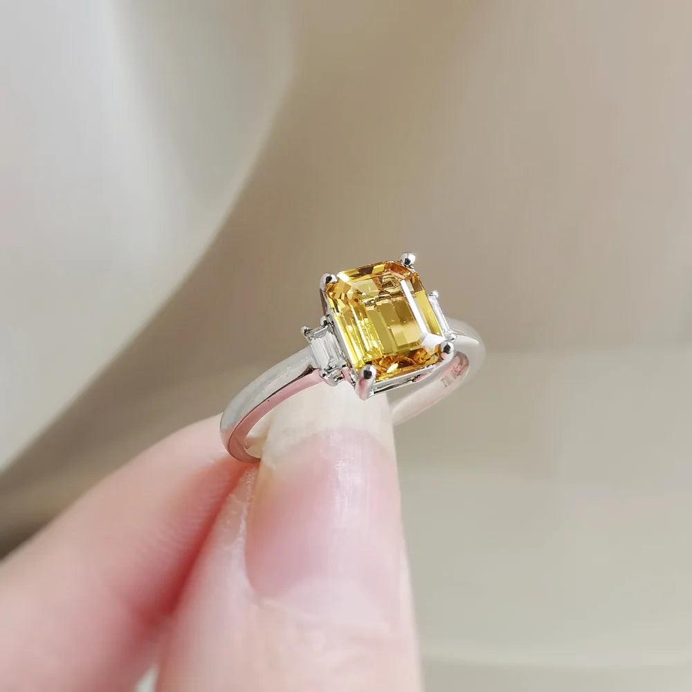 Emerald Cut Yellow Sapphire Ring