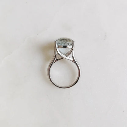 18K Oval White Topaz Ring