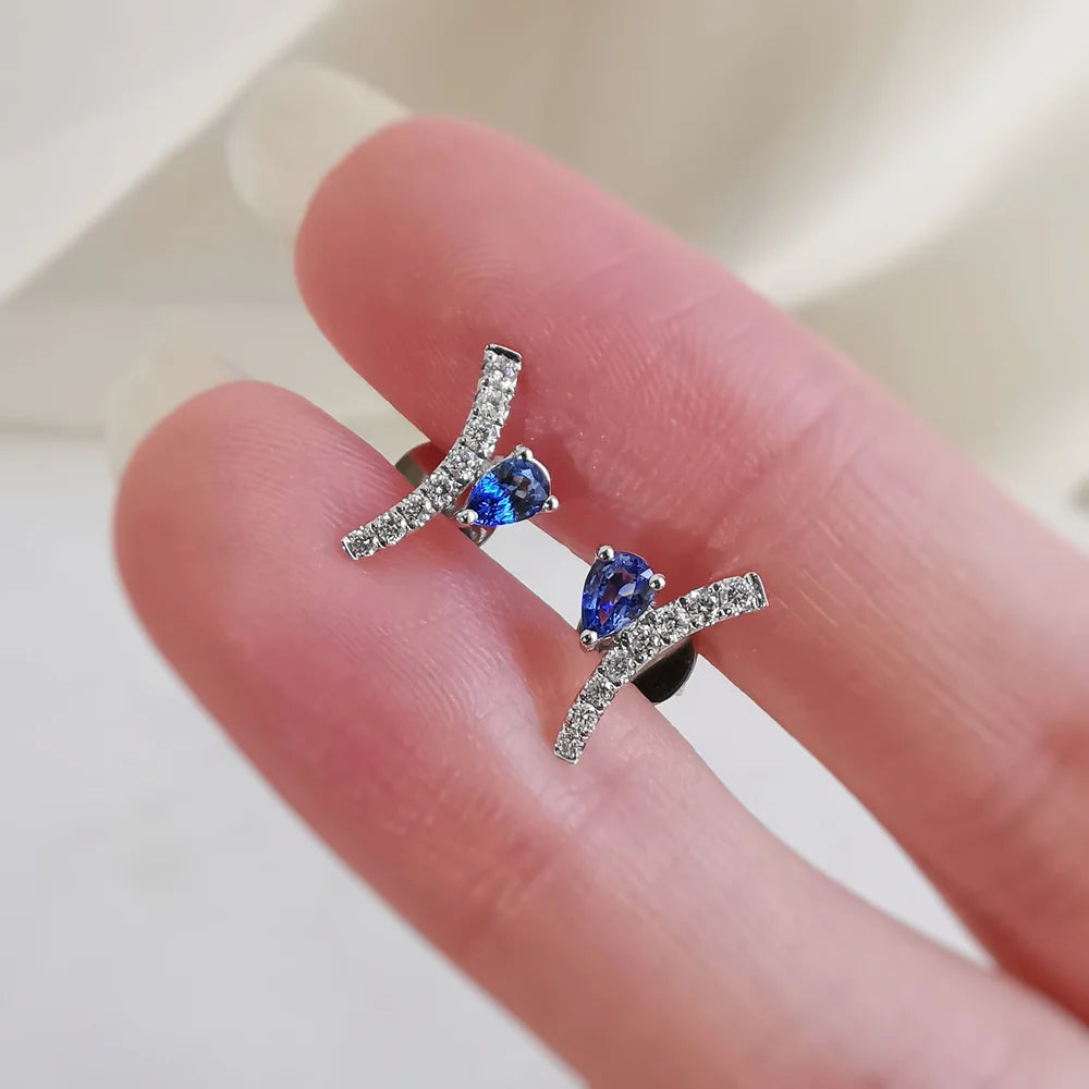 18K Lydia Pear Sapphire Studs