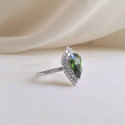 18K Haley Pear Green Tourmaline Ring
