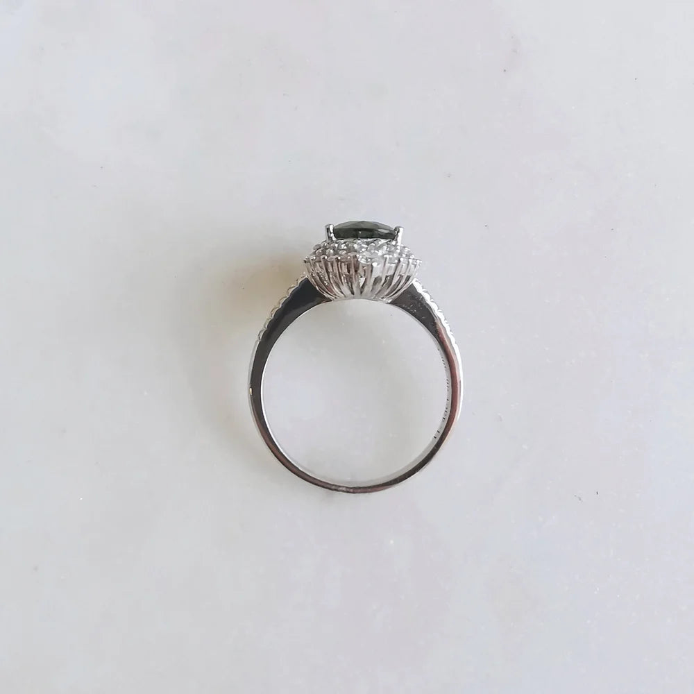 18K Haley Pear Green Tourmaline Ring