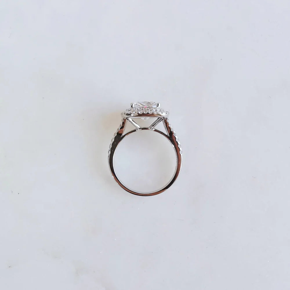 18K Cushion Moissanite Double Halo Ring