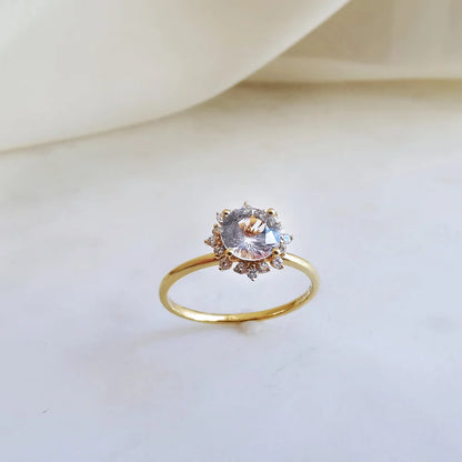 18K White Sapphire Diamond Snowflake Ring