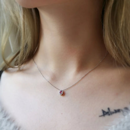 18K Floating Pear Pink Sapphire Necklace