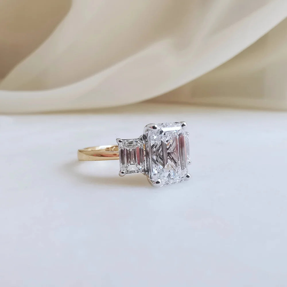 18K Kelly Emerald Cut Moissanite Ring