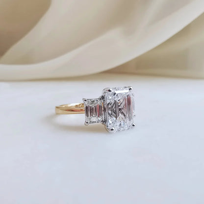 18K Kelly Emerald Cut Moissanite Ring