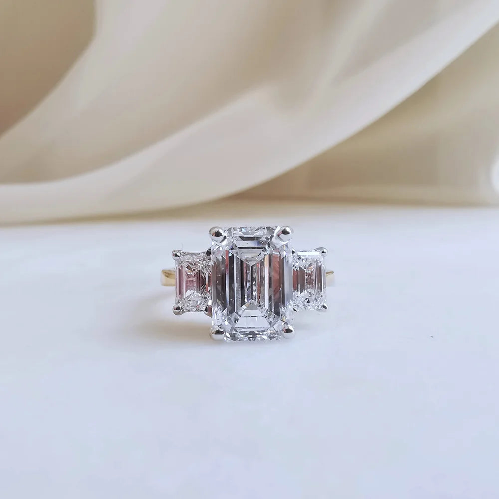 18K Kelly Emerald Cut Moissanite Ring