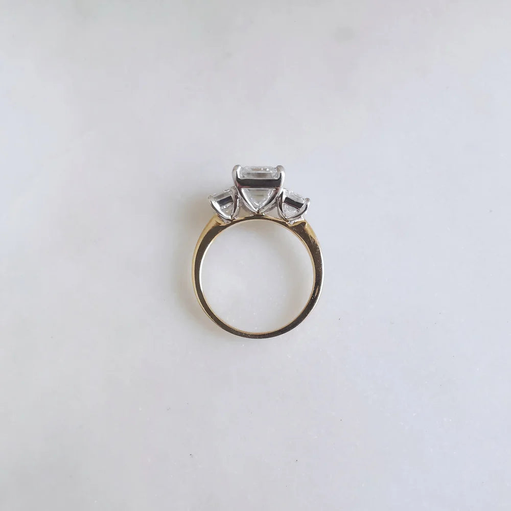 18K Kelly Emerald Cut Moissanite Ring