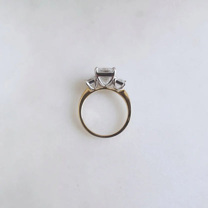 18K Kelly Emerald Cut Moissanite Ring
